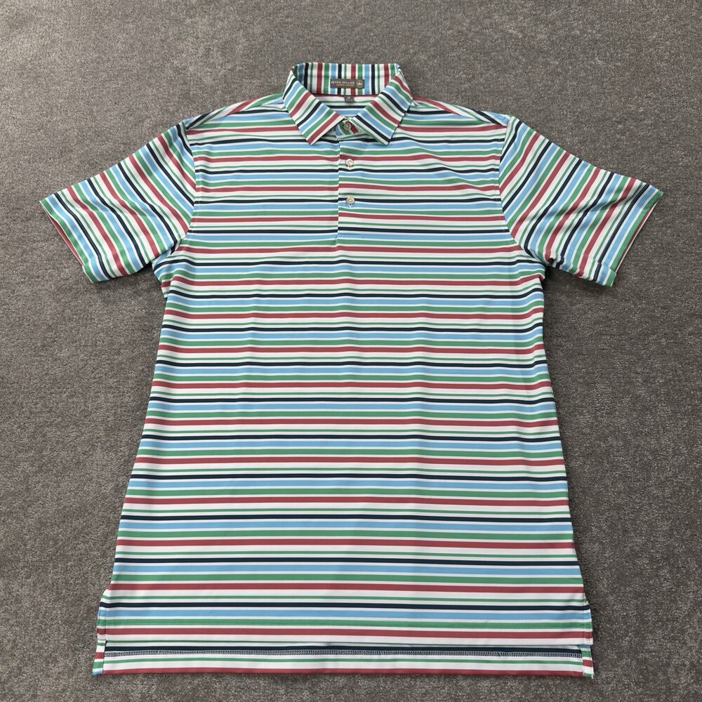 Peter Millar Mens M Striped Summer Comfort Performance Golf Polo‎ Shirt Preppy